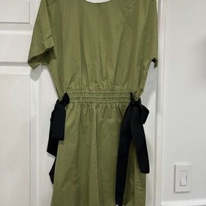 Zara Olive Mini Dress with Black Accents